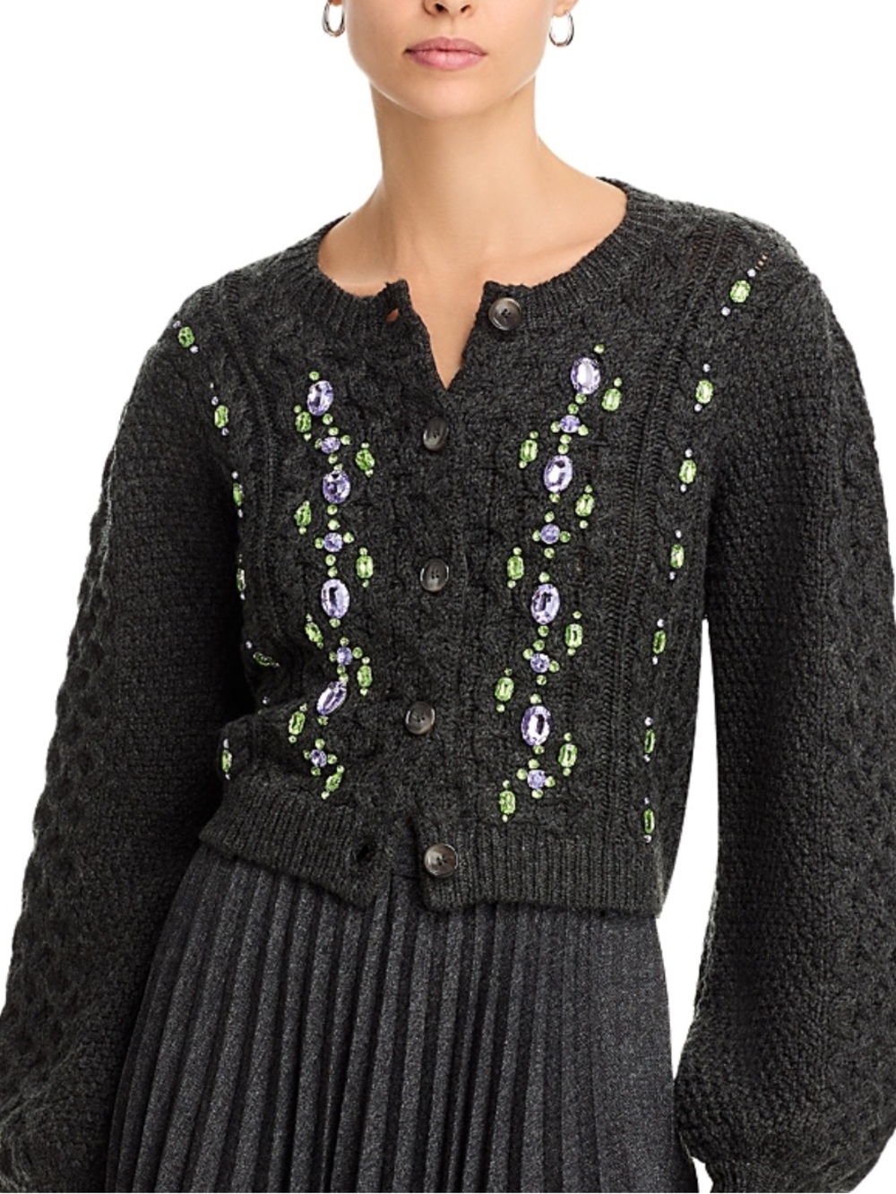 Cinq a Sept Joelle embellished cardigan lilac green NWT